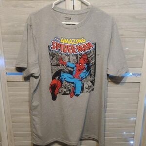 MARVELS "THE AMAZING SPIDERMAN" Promo Gray Short-Sleeve Graphic T-SHIRT SIZE LG